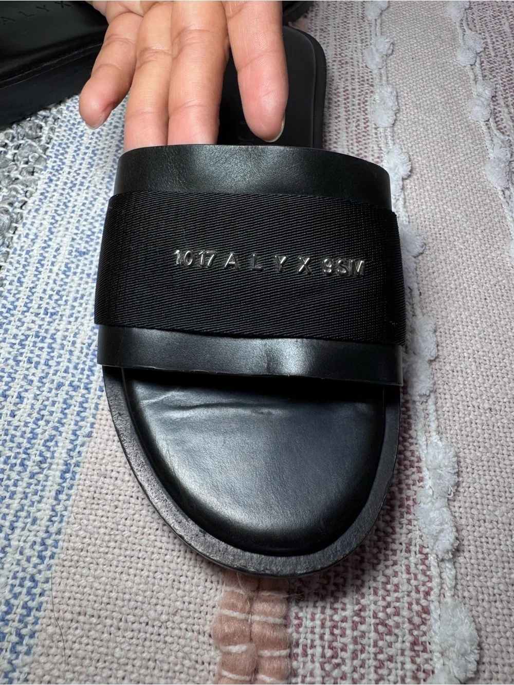 1017 ALYX 9SM Black Logo Band Slide Sandals